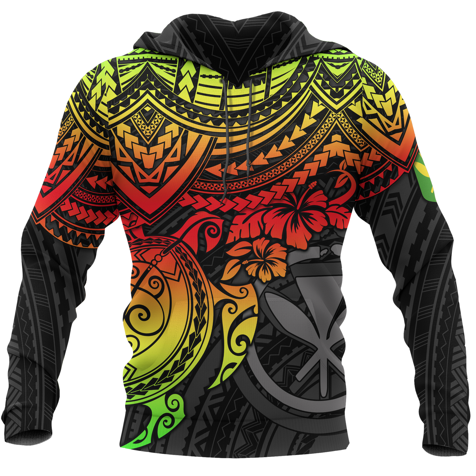 Polynesian Hawaii Hoodie Reggae Turtle Unisex RED - Polynesian Pride