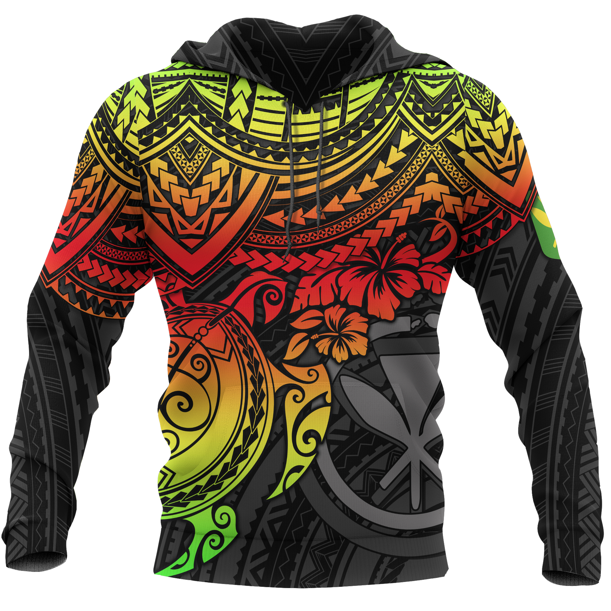 Polynesian Hawaii Hoodie Reggae Turtle Unisex RED - Polynesian Pride