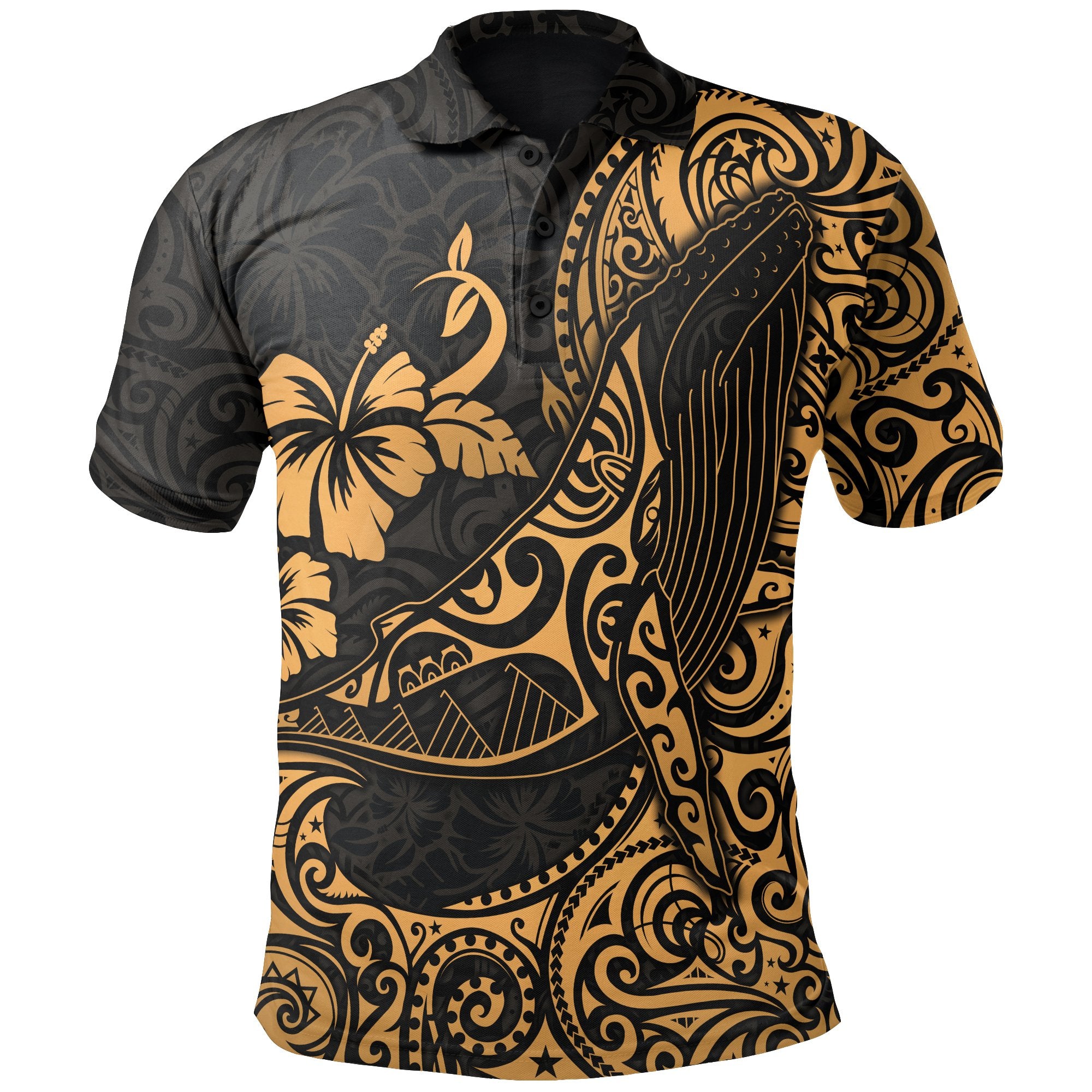 Polynesian Hawaii Polo Shirt Polynesian Golden Humpback Whale Unisex Golden - Polynesian Pride