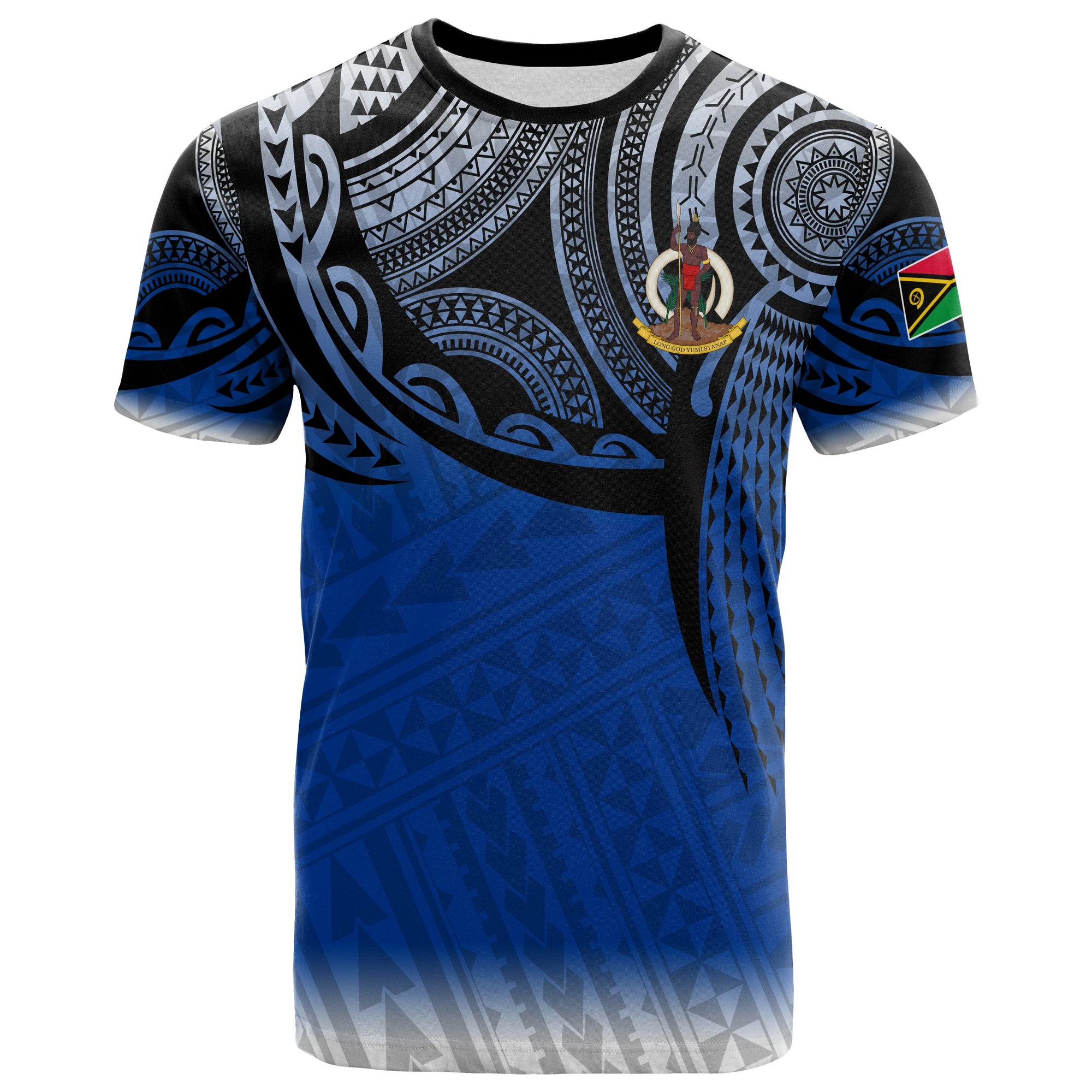 Vanuatu Polynesian T Shirt Tattoo Pattern Unisex Blue - Polynesian Pride
