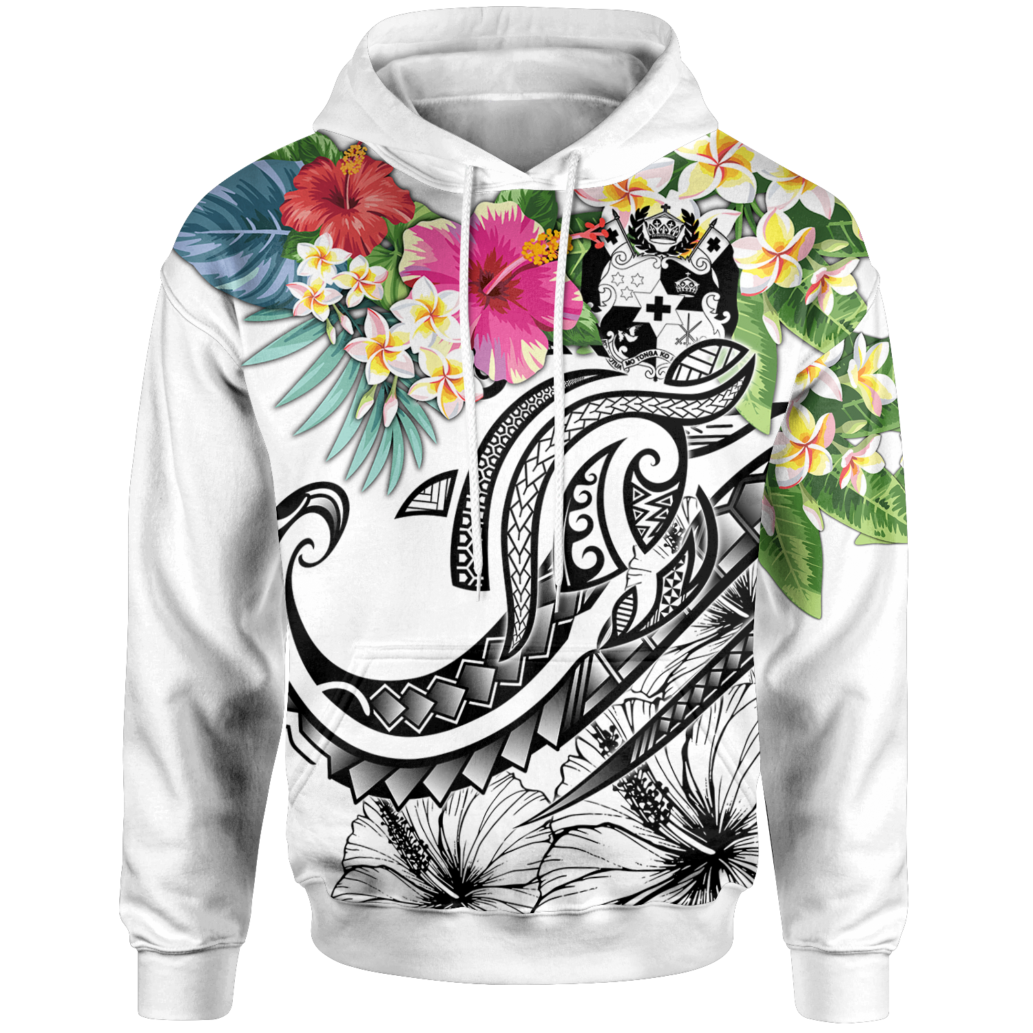 Tonga Polynesian Hoodie Summer Plumeria (White) Unisex Whitle - Polynesian Pride