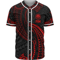 Federated States Of Micronesia Polynesian Baseball Shirt - Red Tribal Wave Unisex Red - Polynesian Pride