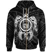 Hawaii Polynesian Zip up Hoodie Vintage Polynesian Turtle (White) Unisex White - Polynesian Pride