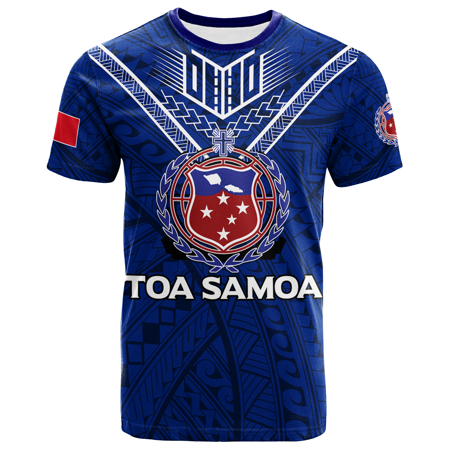 Custom Toa Samoa Rugby T Shirt Samoan Warrior Pride LT12 Blue - Polynesian Pride