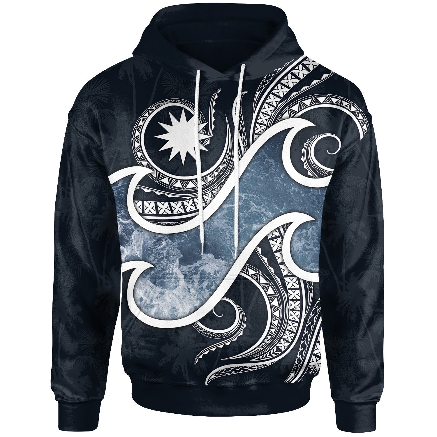 Nauru Polynesian Hoodie Ocean Style Unisex Blue - Polynesian Pride