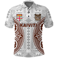 Fiji Kaiviti Tapa Pattern Polo Shirt LT12 Unisex White - Polynesian Pride