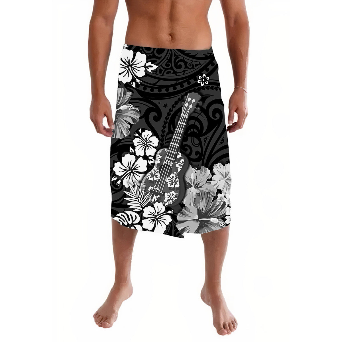 Hawaii Lavalava Polynesian Black Ukulele Flowers LT13 Black - Polynesian Pride