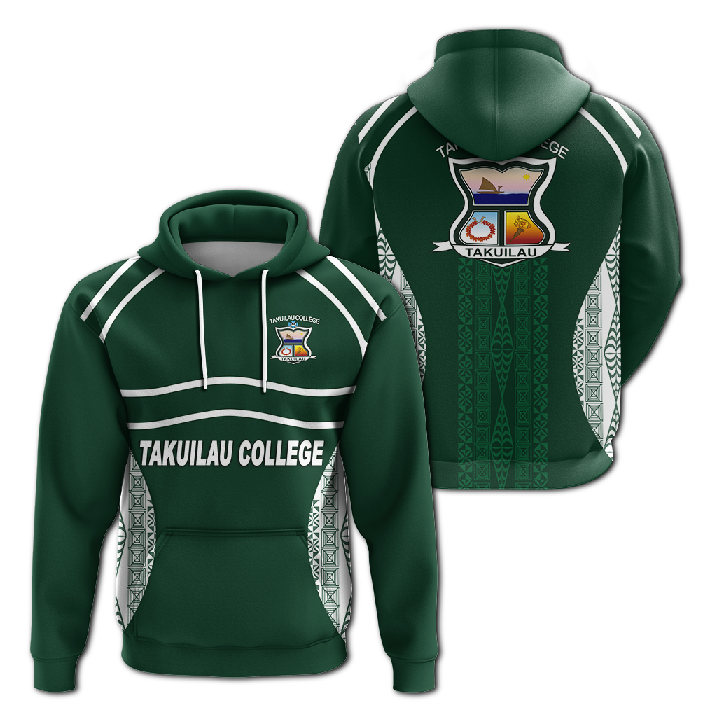 Takuilau College Tongan Patterns Hoodie LT12 Hoodie Green - Polynesian Pride