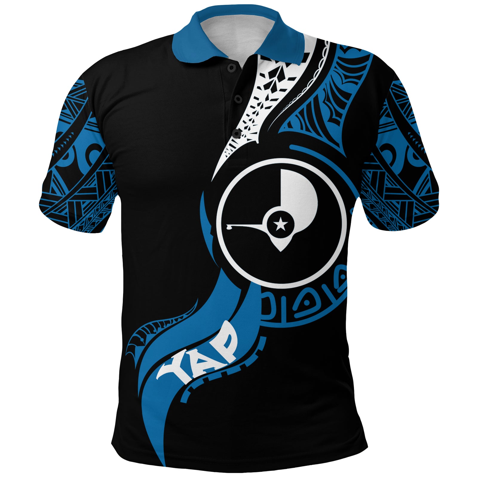 Yap Polo Shirt Micronesia Pride LT12 Unisex Black - Polynesian Pride