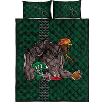 Kakau Blue Hawaii Warrior Football Quilt Bed Set Green - Polynesian Pride