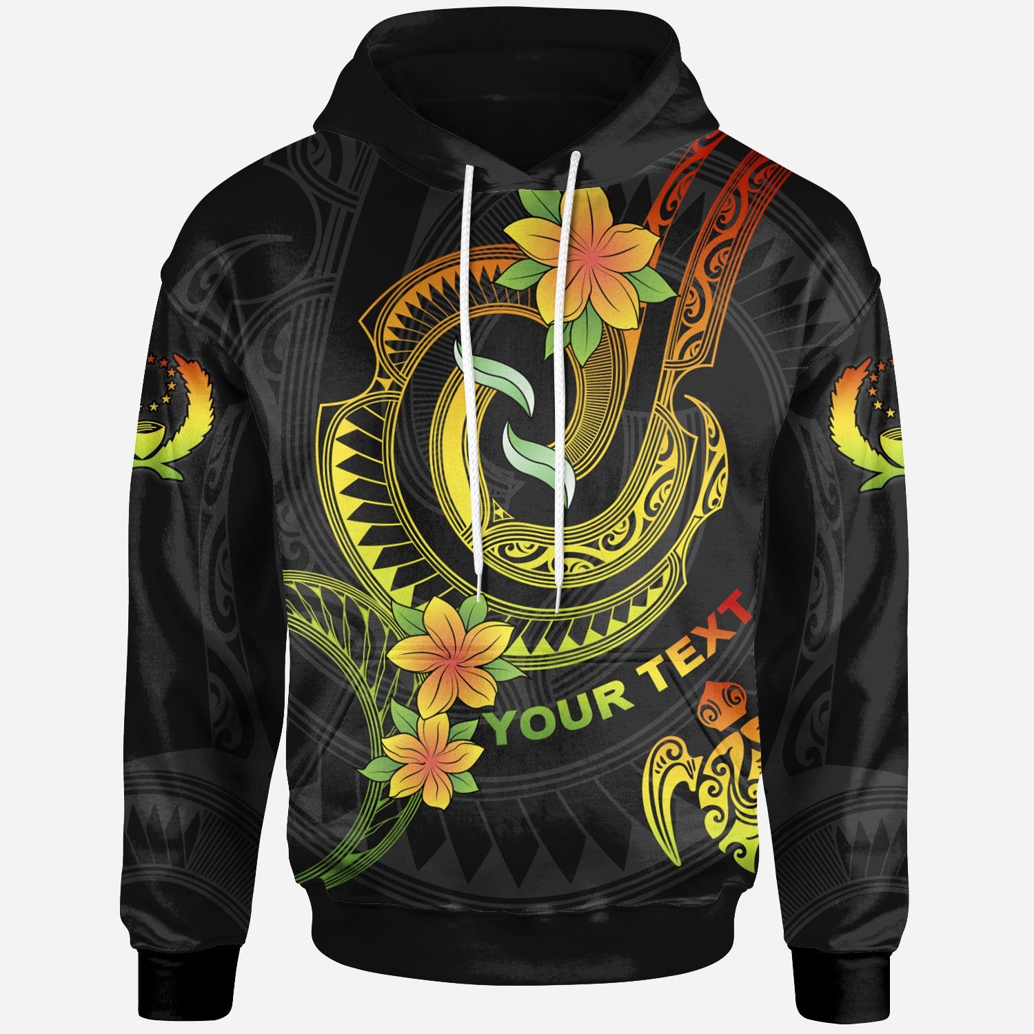 Pohnpei Custom Hoodie Reggae Plumeria Flowers with Spiral Patterns Unisex Reggae - Polynesian Pride