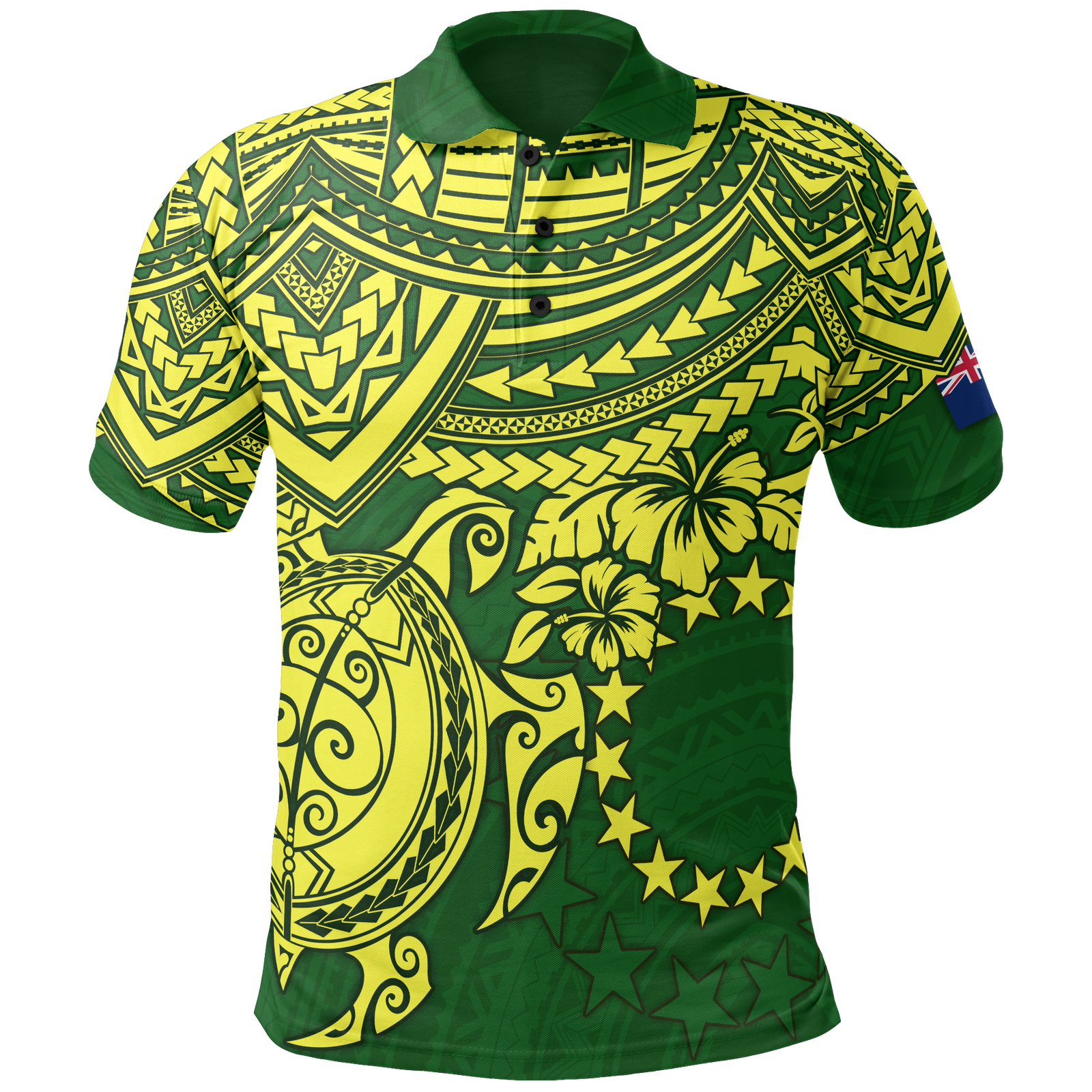 Cook Islands Polo Shirt Kuki Airani Flag Yellow Turtle Hibiscus Unisex Yellow - Polynesian Pride