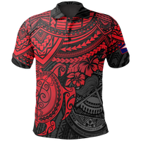 American Samoa Polo Shirt Amerika Samoa Flag Seal Red Turtle Hibiscus Unisex RED - Polynesian Pride