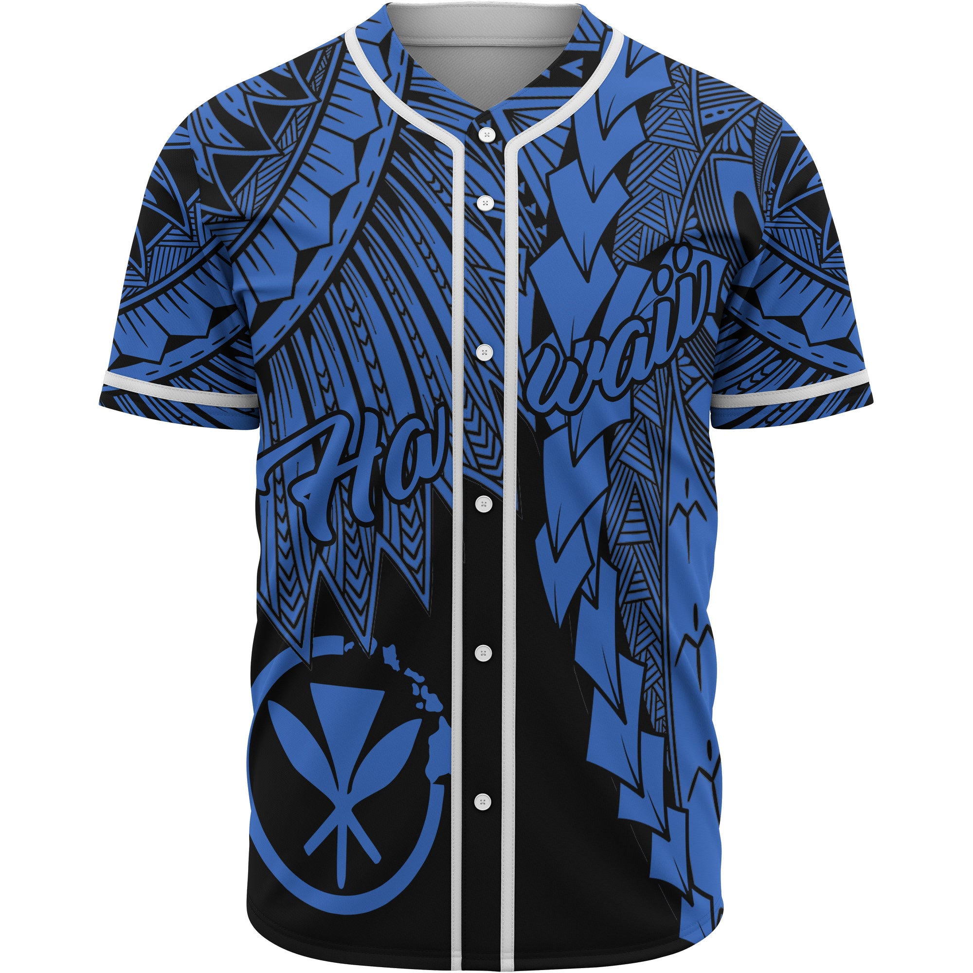 Hawaii Kanaka Maoli Polynesian Baseball Shirt - Tribal Wave Tattoo Blue Unisex Blue - Polynesian Pride