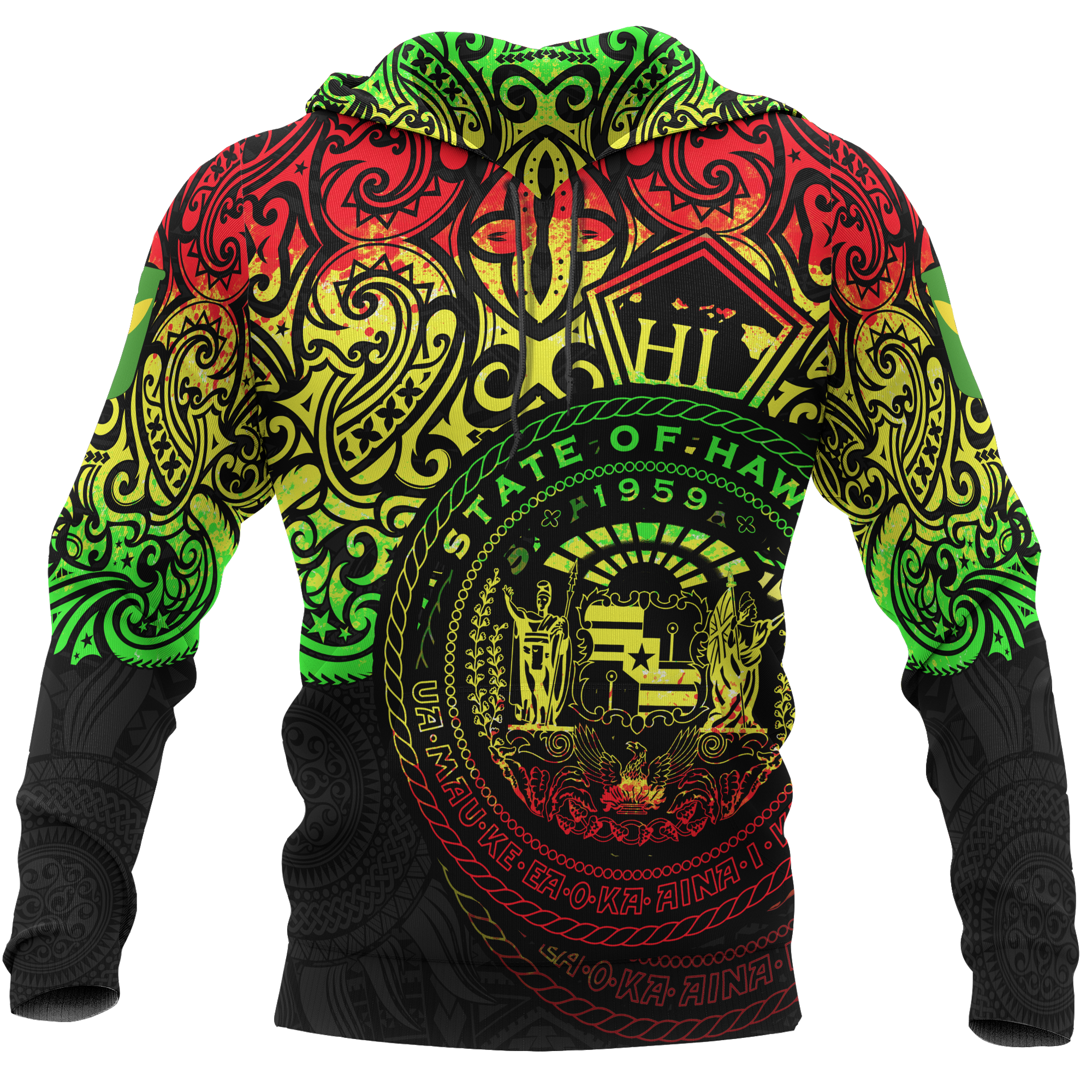 Polynesian Hawaii Hoodie Pride of Hawaii (Reggae) Unisex BLACK - Polynesian Pride