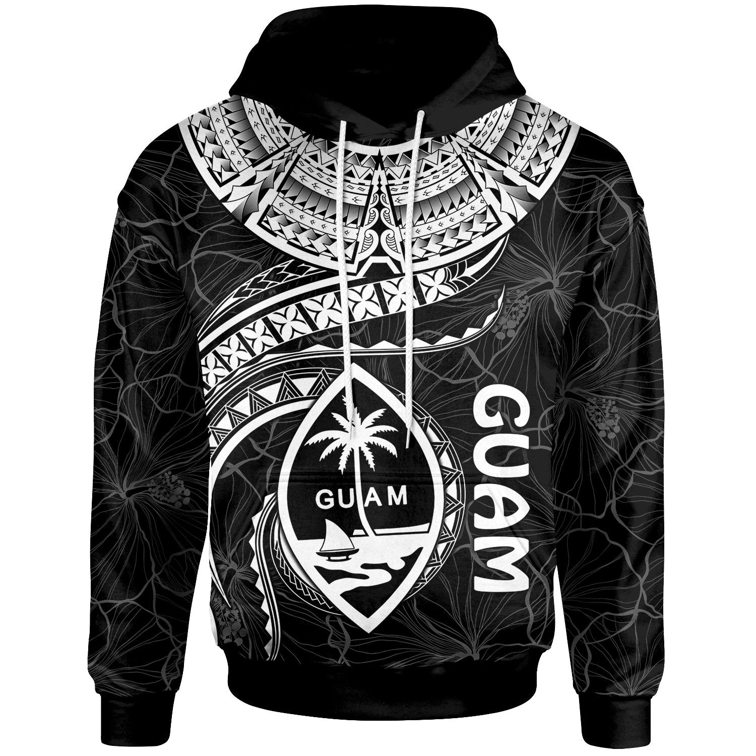 Guam Polynesian Hoodie Guam Waves (White) Unisex White - Polynesian Pride