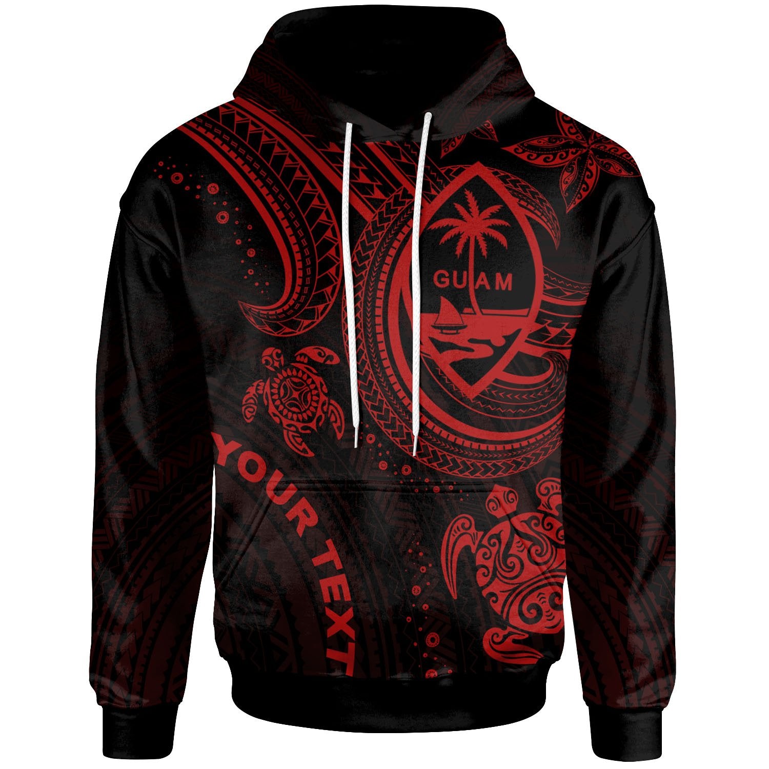 Guam Custom Hoodie Red Turtle Unisex Red - Polynesian Pride