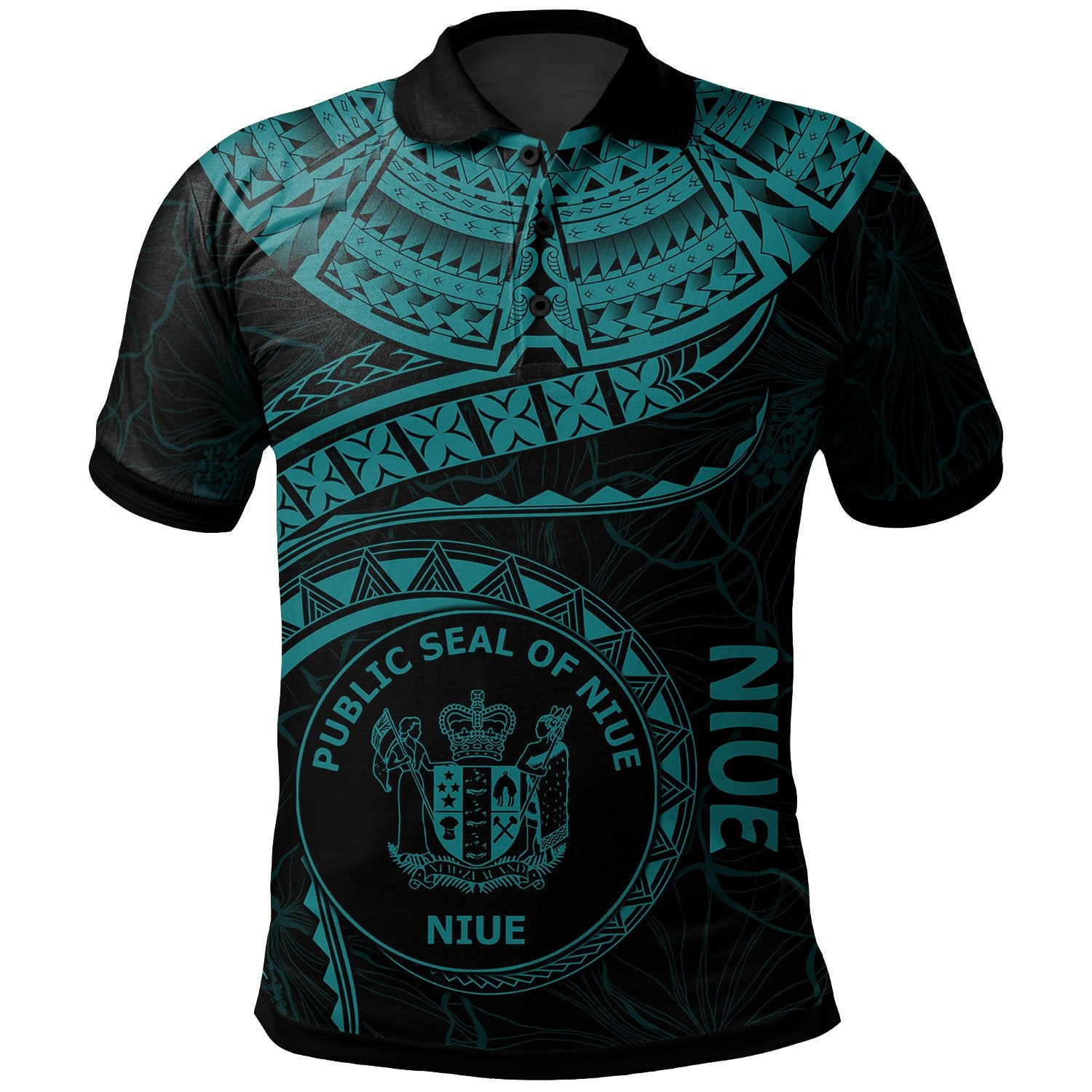 Niue Polynesian Polo Shirt Niue Waves (Turquoise) Unisex Turquoise - Polynesian Pride