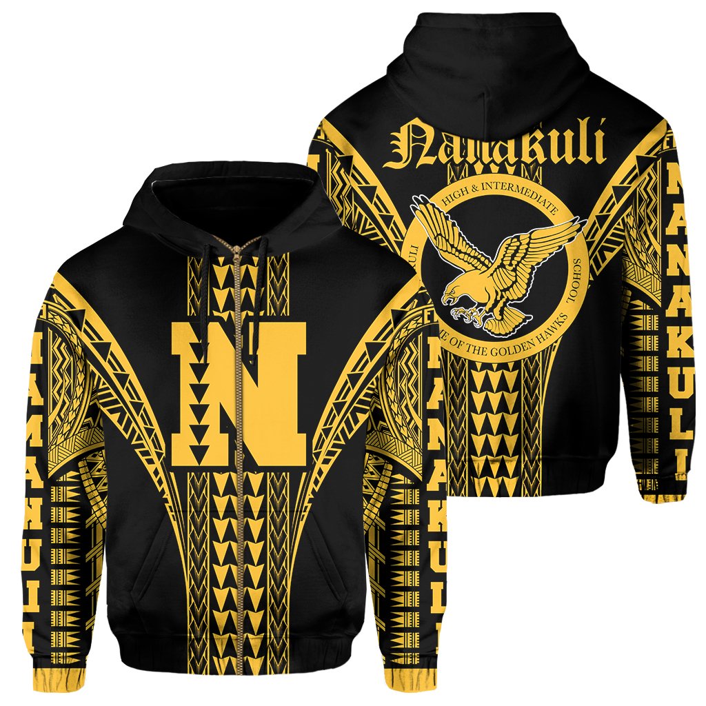 Hawaii Hoodie Nanakuli High Zip Hoodie Unisex Black - Polynesian Pride