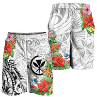 Hawaii Hibiscus Kanaka Polynesia Men Short - LT2 WHITE - Polynesian Pride