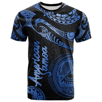American Samoa Polynesian T Shirt Polynesian Tattoo Blue Version Unisex Blue - Polynesian Pride