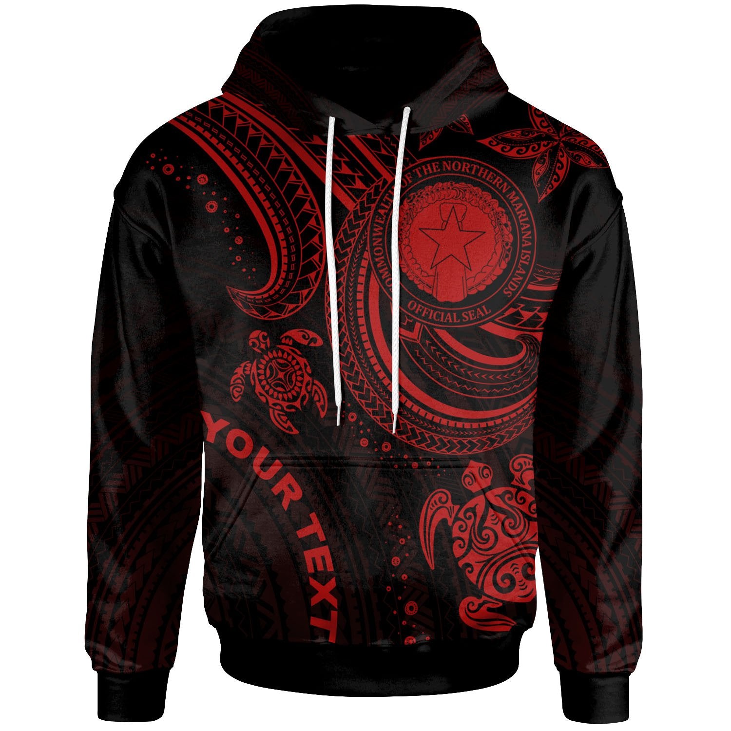 Northern Mariana Islands Custom Hoodie Red Turtle Unisex Red - Polynesian Pride