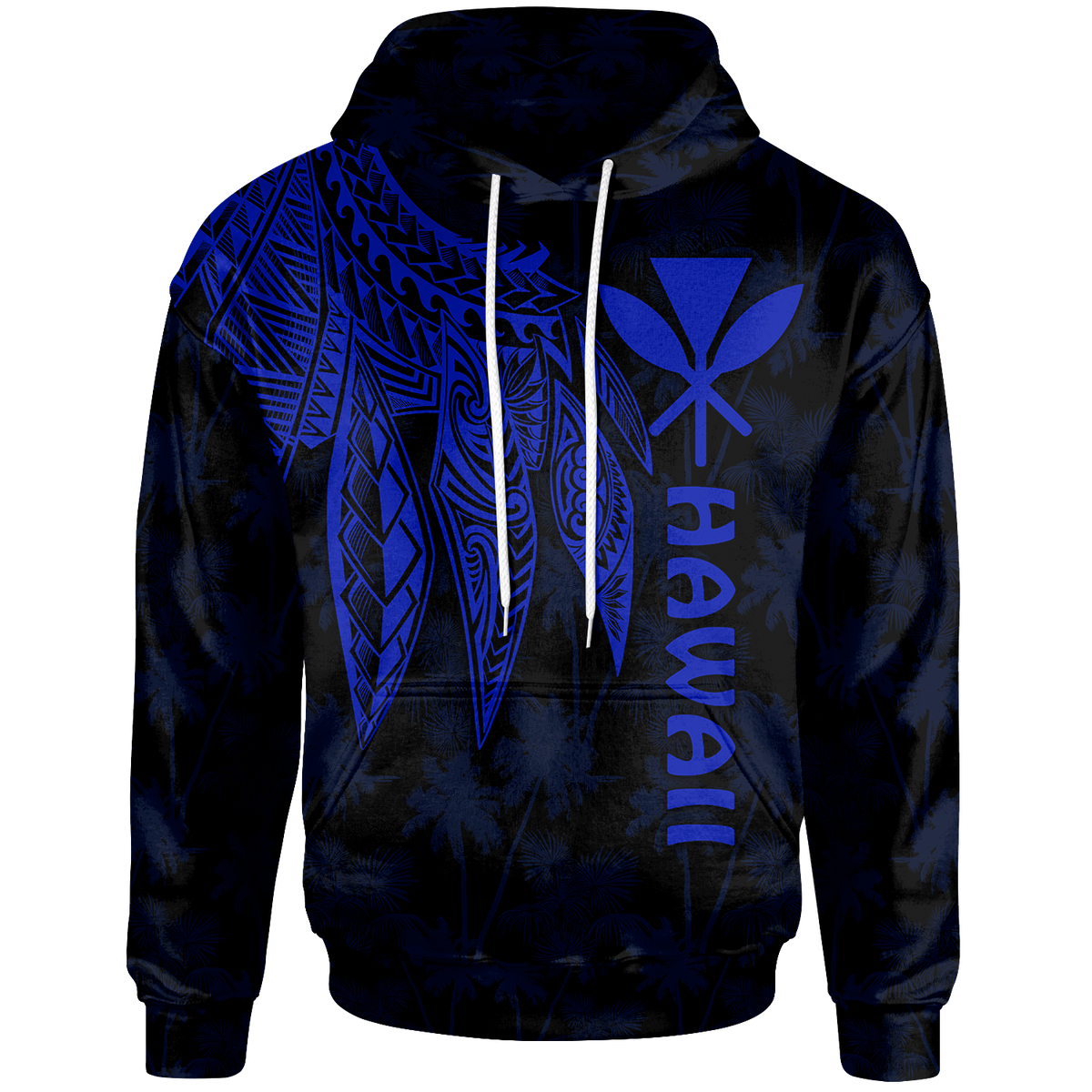 Polynesian Hawaii Kanaka Maoli Zip up Hoodie Polynesian Wings (Blue) Unisex Blue - Polynesian Pride