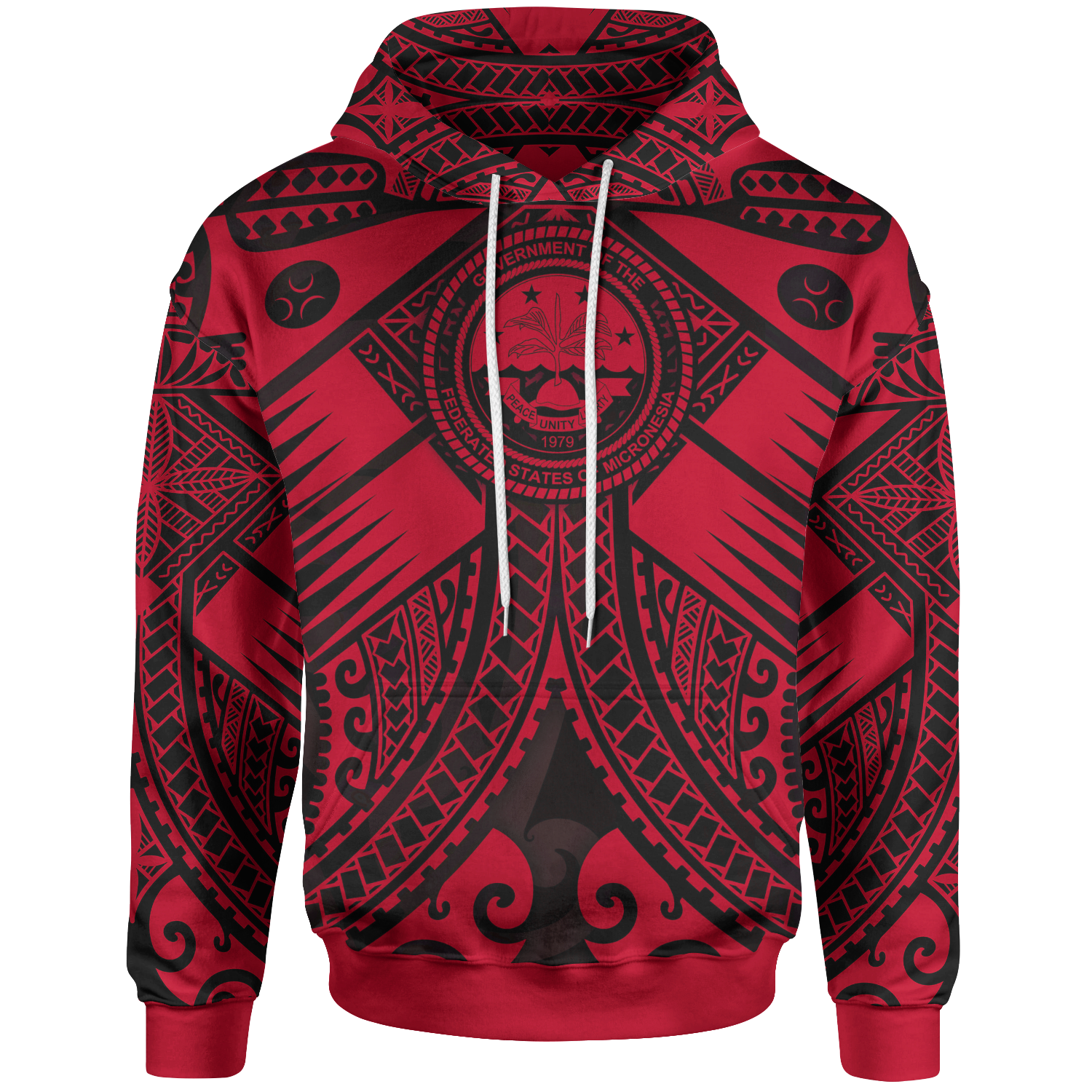 FSM Hoodie Red Seal with Polynesian Tattoo Unisex Red - Polynesian Pride