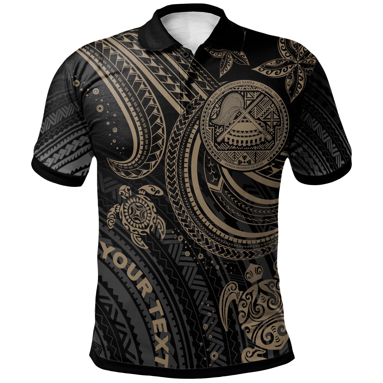 American Samoa Custom Polo Shirt Gold Turtle Unisex Gold - Polynesian Pride