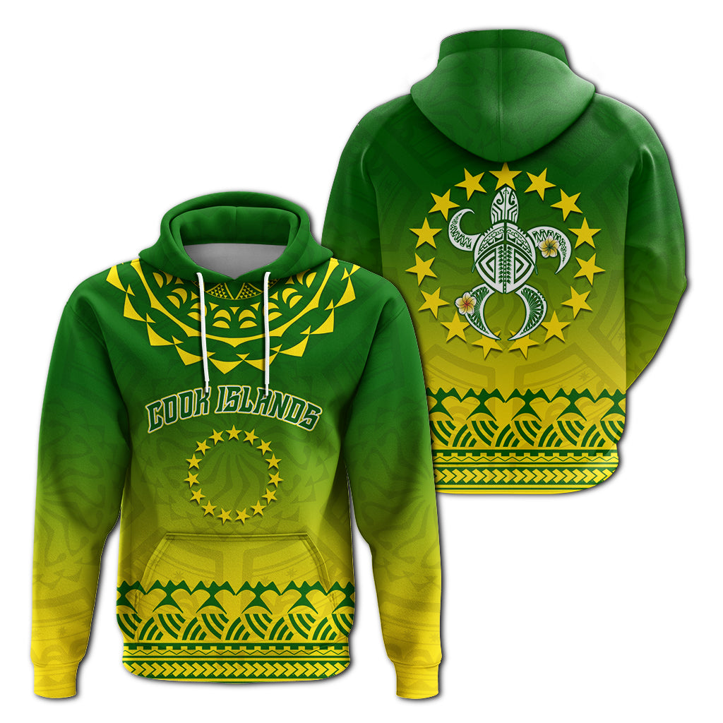 Cook Islands Turtle With Tribal Hoodie LT12 Unisex Green - Polynesian Pride