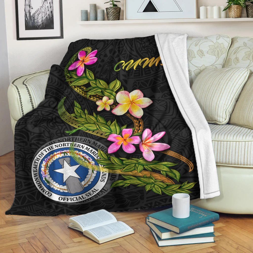 Northern Mariana Islands Polynesian Blanket - Plumeria Tribal White - Polynesian Pride