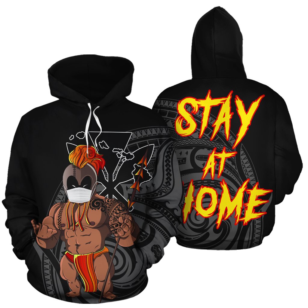 Hawaii Stay At Home Warrior Hoodie Unisex Black - Polynesian Pride