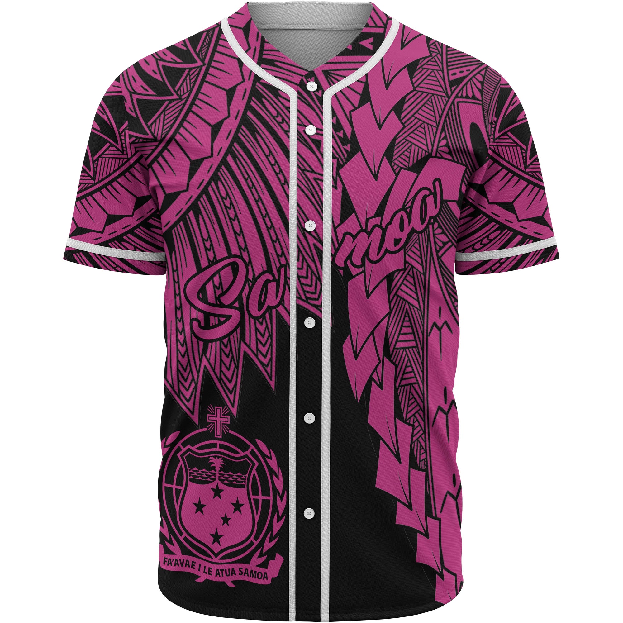 Samoa Polynesian Baseball Shirt - Tribal Wave Tattoo Pink Unisex Pink - Polynesian Pride