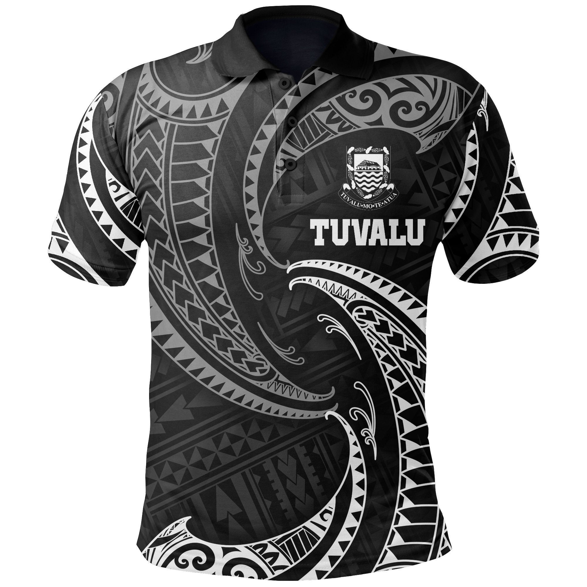 Tuvalu Polynesian Polo Shirt White Tribal Wave Unisex White - Polynesian Pride