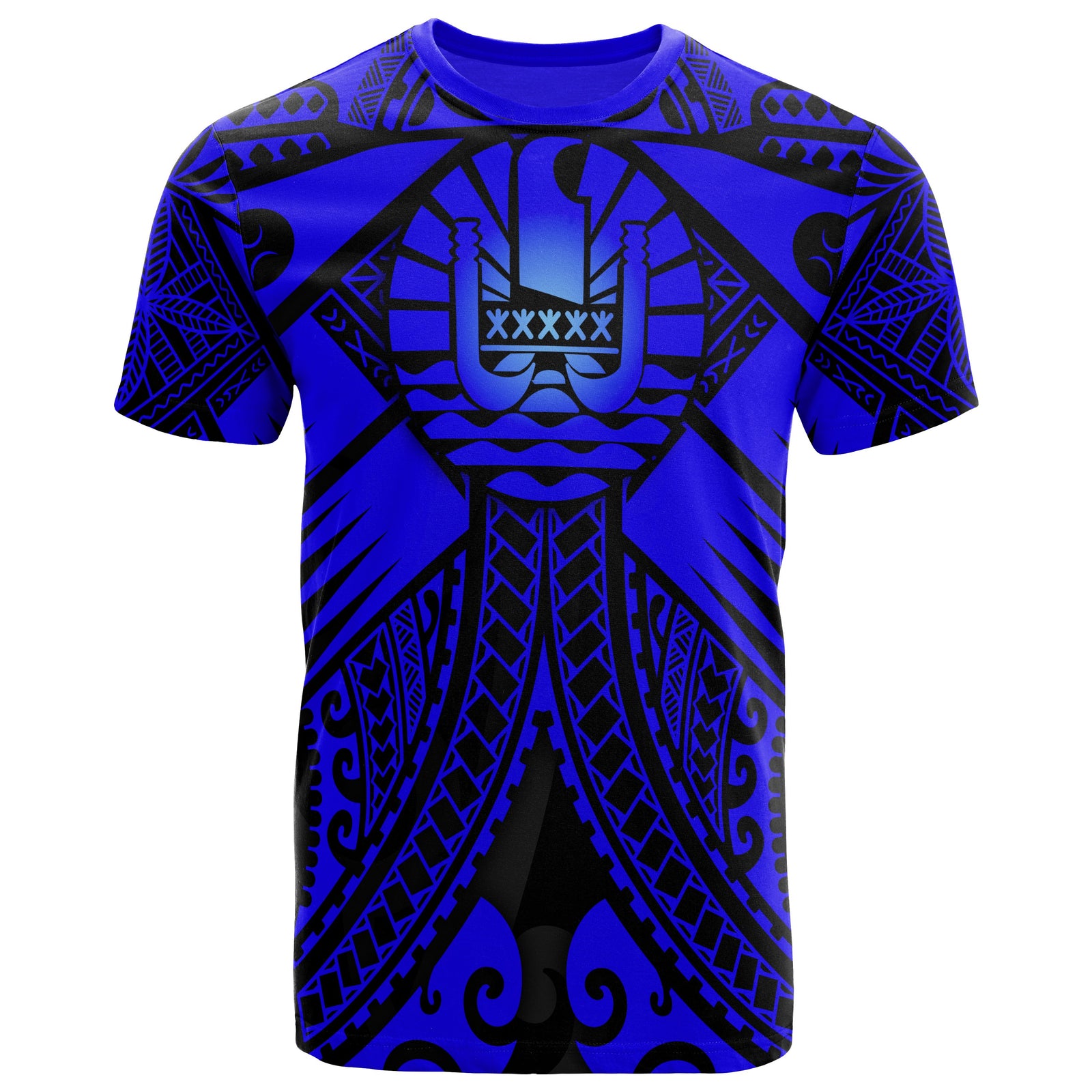 Tahiti T Shirt Blue Seal with Polynesian Tattoo Unisex Blue - Polynesian Pride