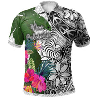 New Caledonia Polo Shirt White Turtle Plumeria Banana Leaf Crest Unisex White - Polynesian Pride