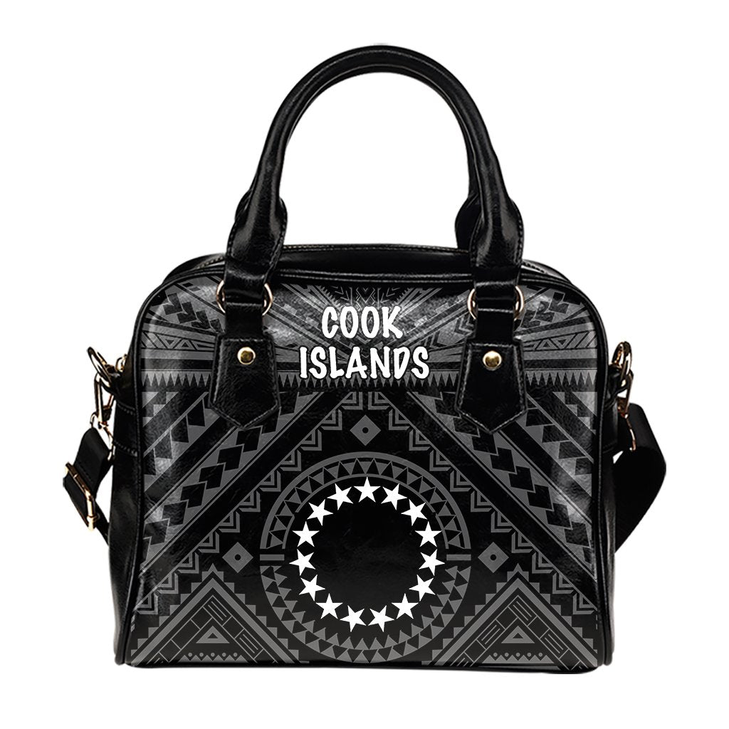 Cook Island Shoulder Handbag - Seal With Polynesian Tattoo Style ( Black) - Polynesian Pride