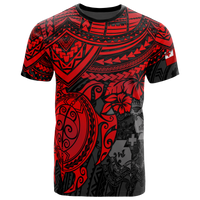 Tonga T Shirt Tonga Coat of Arms Polynesian Red Turtle Hibiscus Unisex RED - Polynesian Pride