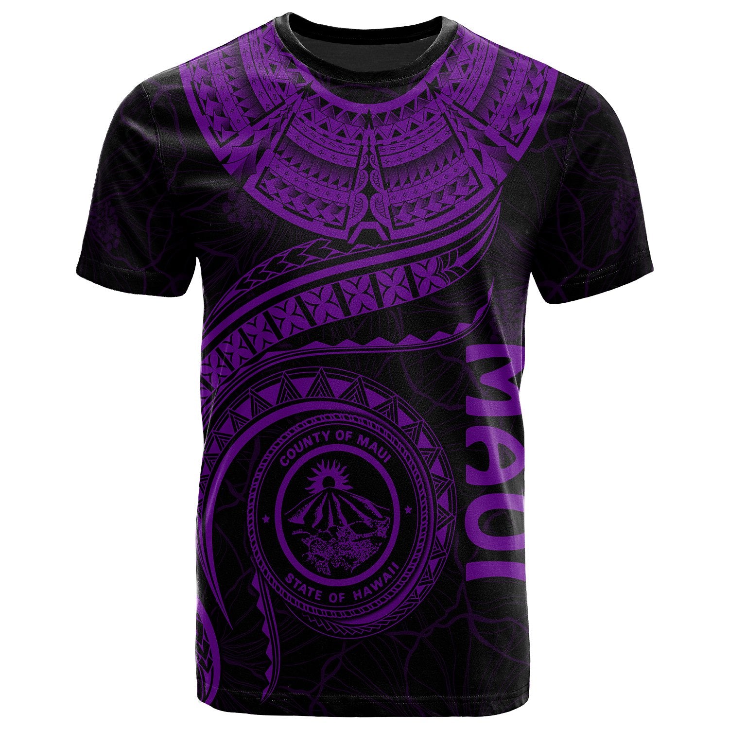 Polynesian Hawaii T Shirt Maui Polynesian Waves (Puple) Unisex Art - Polynesian Pride