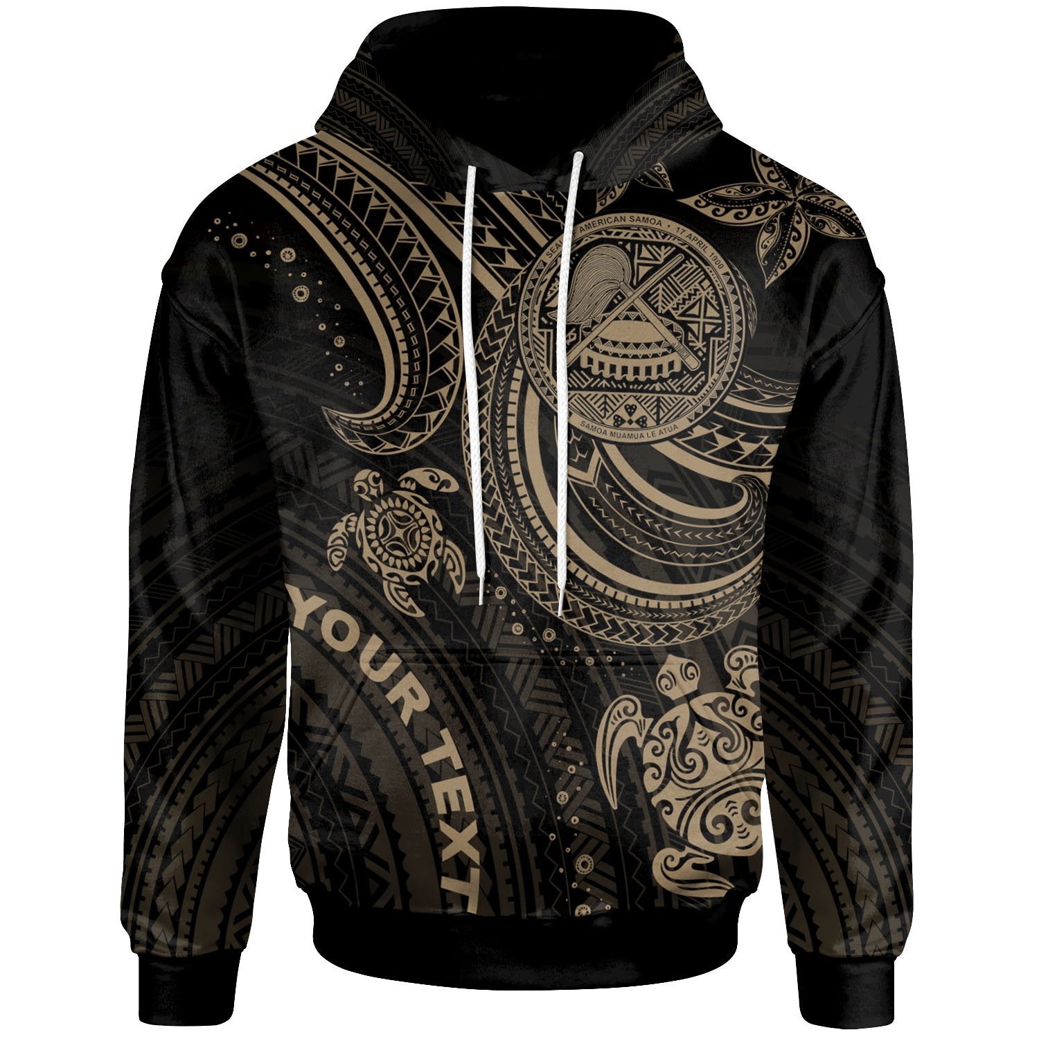 American Samoa Custom Hoodie Gold Turtle Unisex Gold - Polynesian Pride