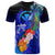 Polynesian Hawaii T Shirts Kanaka Maoli Humpback Whale with Tropical Flowers (Blue) Unisex Blue - Polynesian Pride