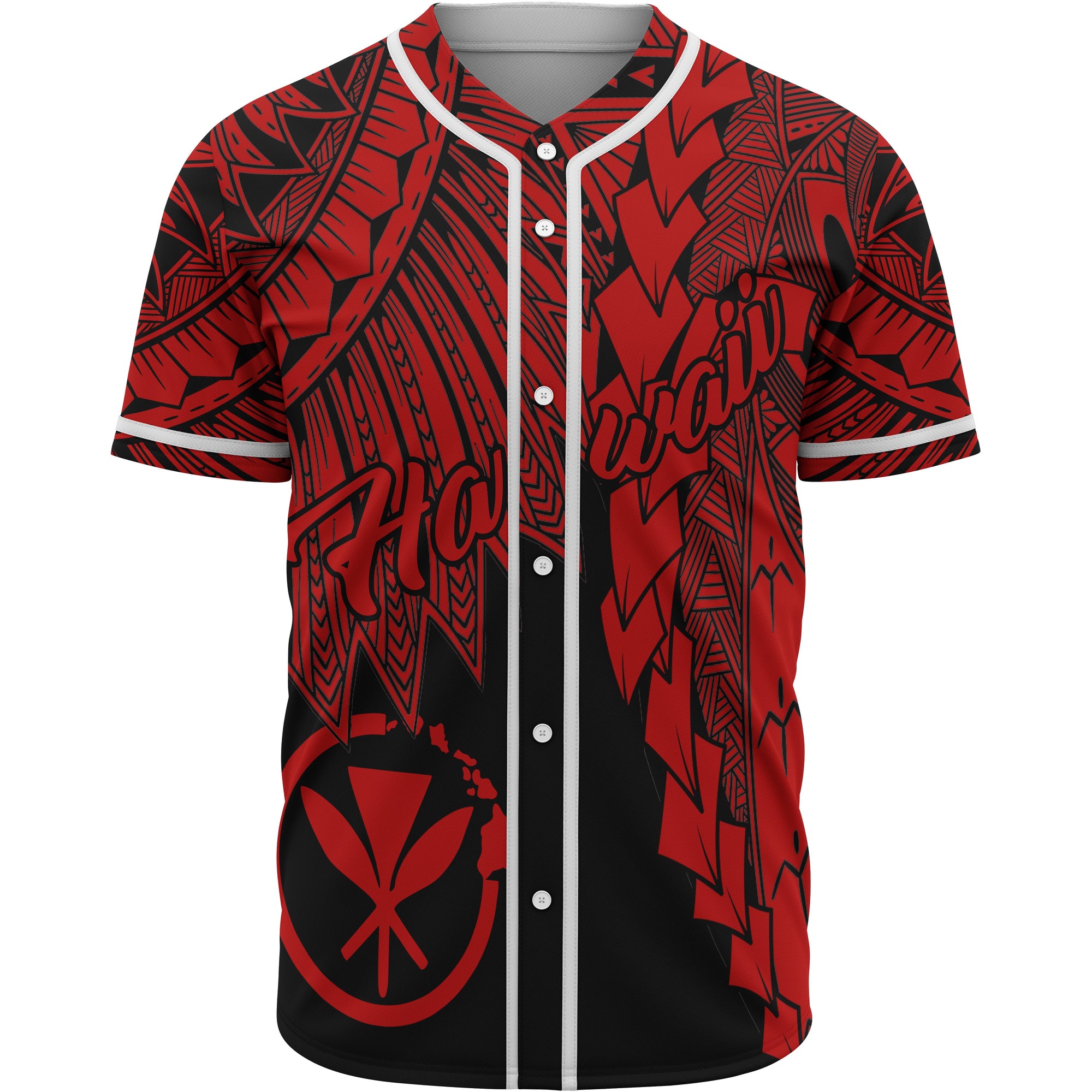 Hawaii Kanaka Maoli Polynesian Baseball Shirt - Tribal Wave Tattoo Red Unisex Red - Polynesian Pride