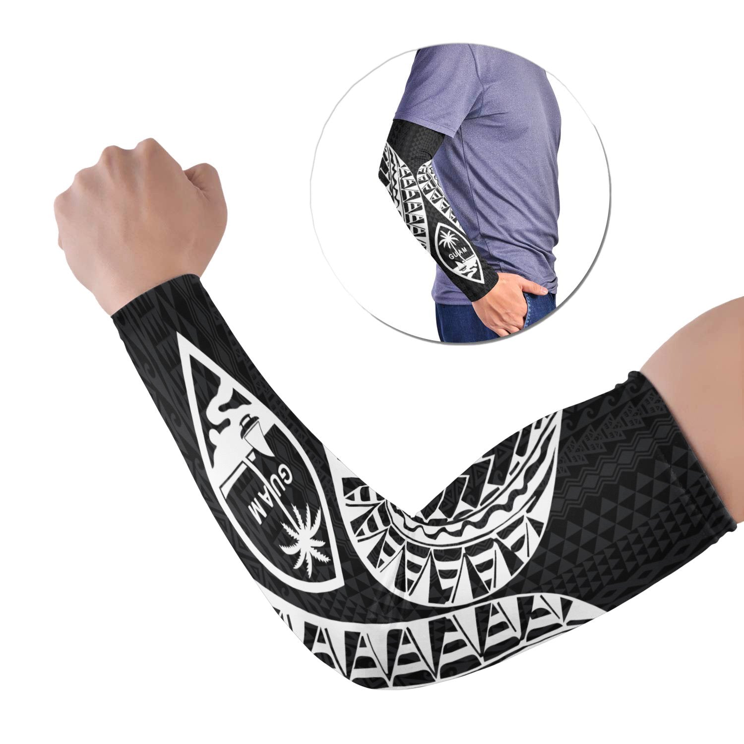 Guam Arm Sleeve Polynesian Pattern Black (Set of 2) Set of 2 Black - Polynesian Pride