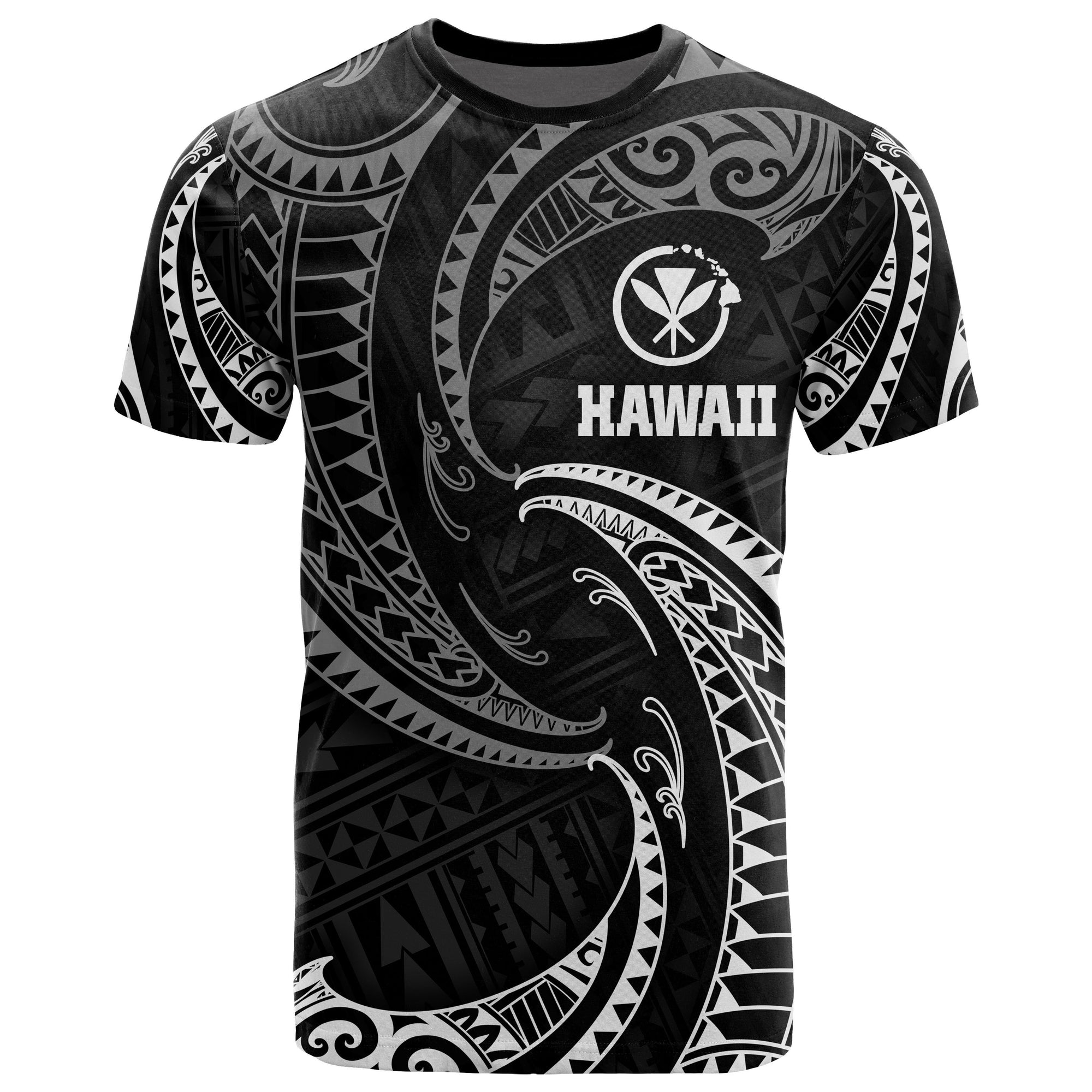 Polynesian Hawaii T Shirt White Tribal Wave Unisex White - Polynesian Pride