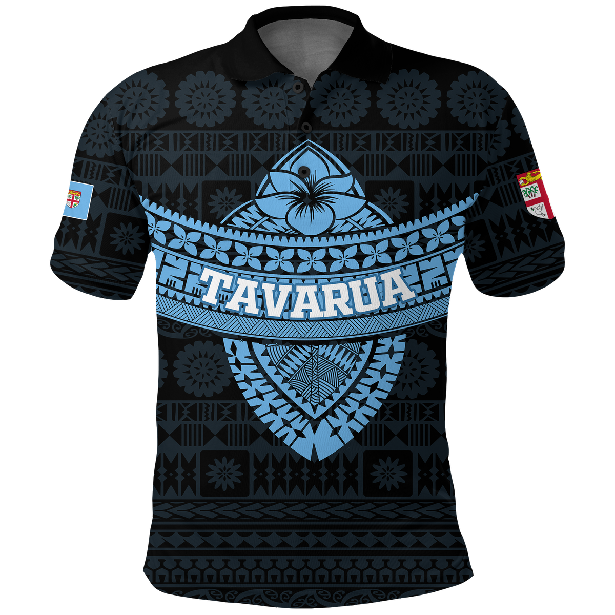 Custom Tavarua Fiji Tapa Tribal Polo Shirt LT12 Unisex Blue - Polynesian Pride