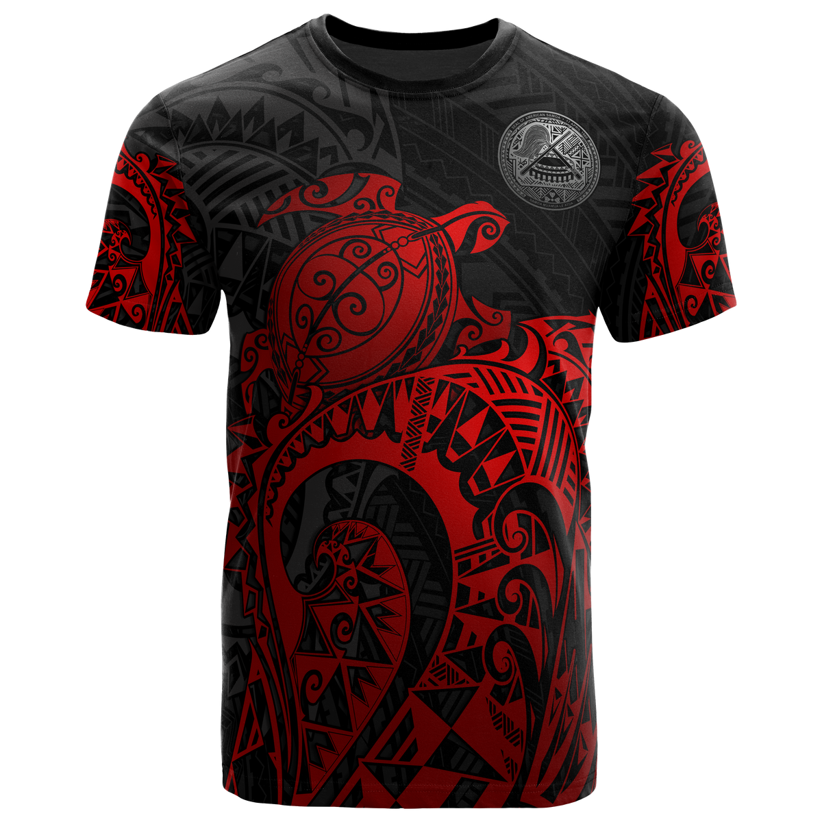 American Samoa Polynesian T Shirt American Samoa Seal Polynesian Red Turtle Tattoo Unisex Red - Polynesian Pride