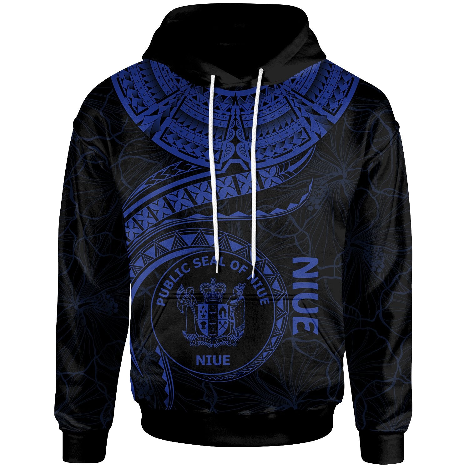 Niue Polynesian Hoodie Niue Waves (Blue) Unisex Blue - Polynesian Pride