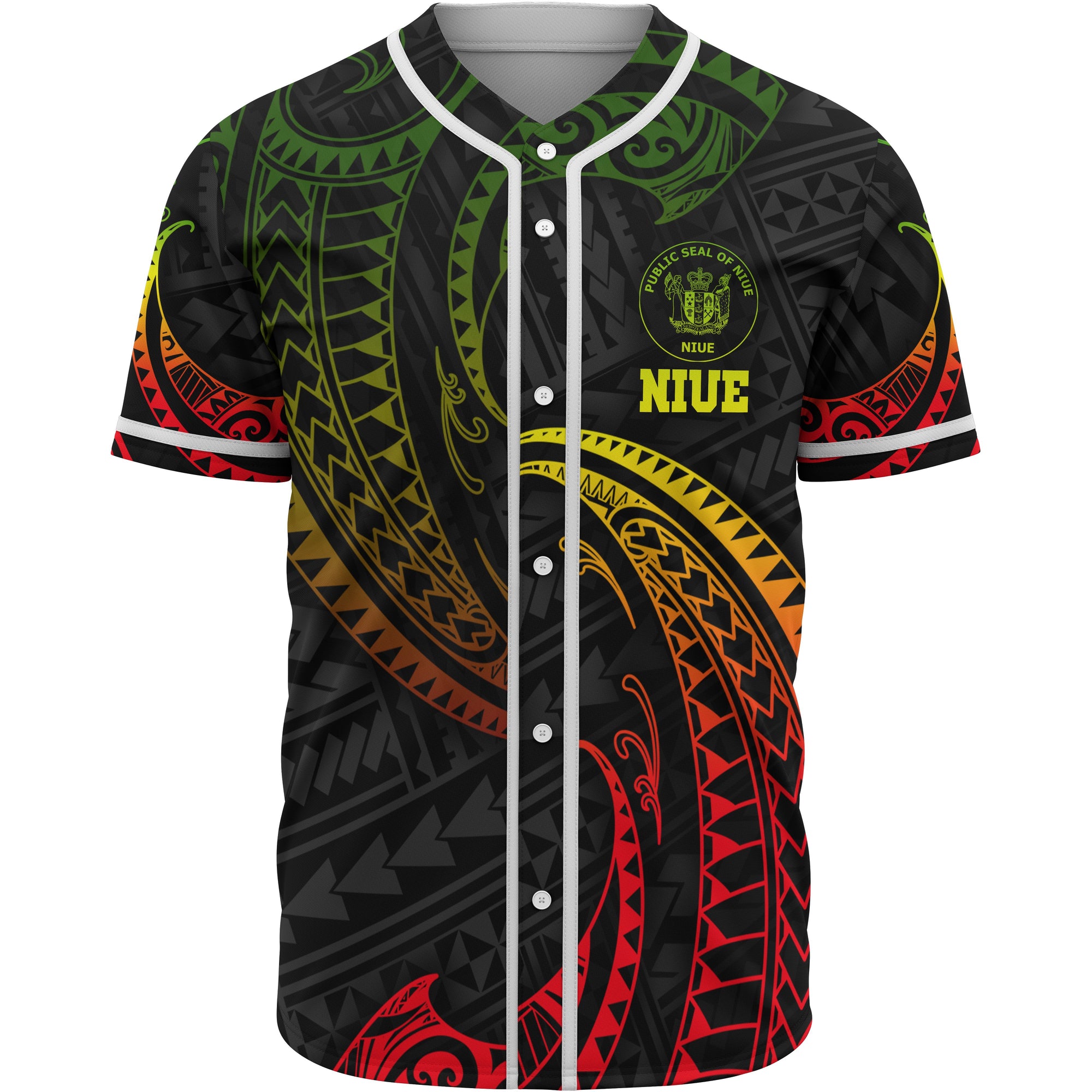 Niue Polynesian Baseball Shirt - Reggae Tribal Wave Unisex Reggae - Polynesian Pride