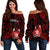 Tonga Pattern Off Shoulder Sweater Always Proud LT13 Red - Polynesian Pride