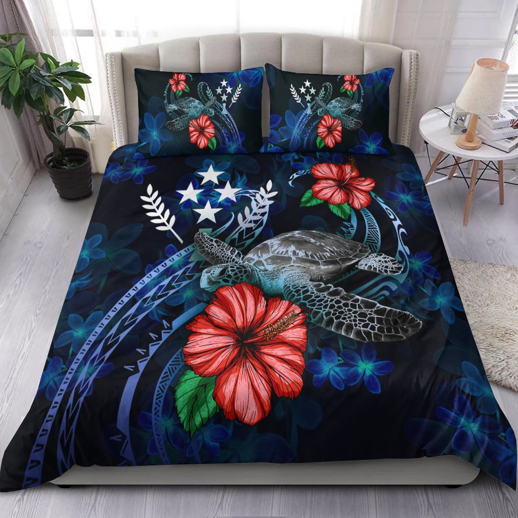 Kosrae Micronesia Bedding Set - Blue Turtle Hibiscus Blue - Polynesian Pride